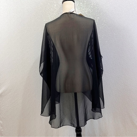 Sequined kimono top woman’s black evening wrap cover up - Picture 6 of 15